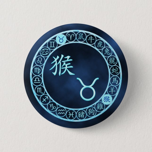 Macaron Rond 5 Cm Taurus/Singe (Devant)