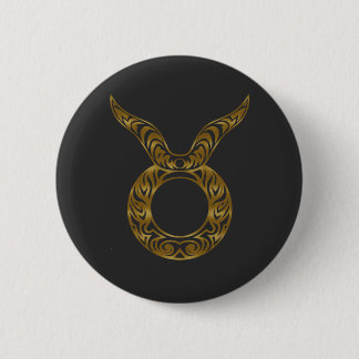 Macaron Rond 5 Cm Taurus Zodiac - Or tribal