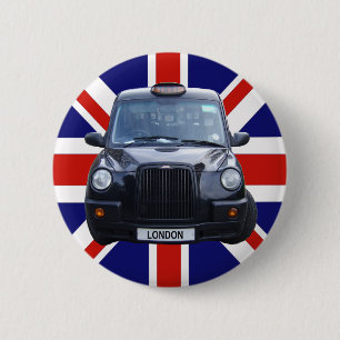 Macaron Rond 5 Cm Taxi noir de Londres