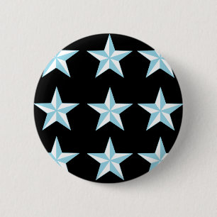 Macaron Rond 5 Cm Teal et étoiles de noir