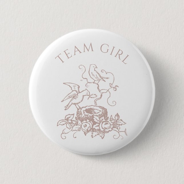 Macaron Rond 5 Cm Team Baby Girl Elegant Bird Nest Genre Revela (Devant)