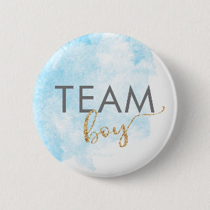 Macaron Rond 5 Cm Team Boy Blue Watercolor Parties scintillant Révél