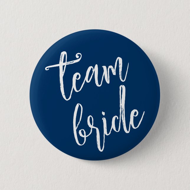 Macaron Rond 5 Cm Team Bride Minimal moderne Blue Bachelerotte Party (Devant)