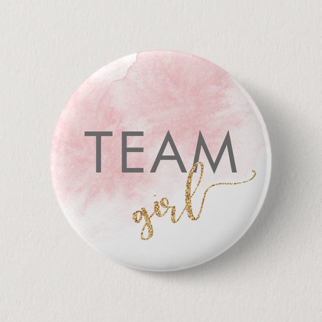 Macaron Rond 5 Cm Team Girl Rose Aquarelle Parties scintillant Sexe  (Devant)