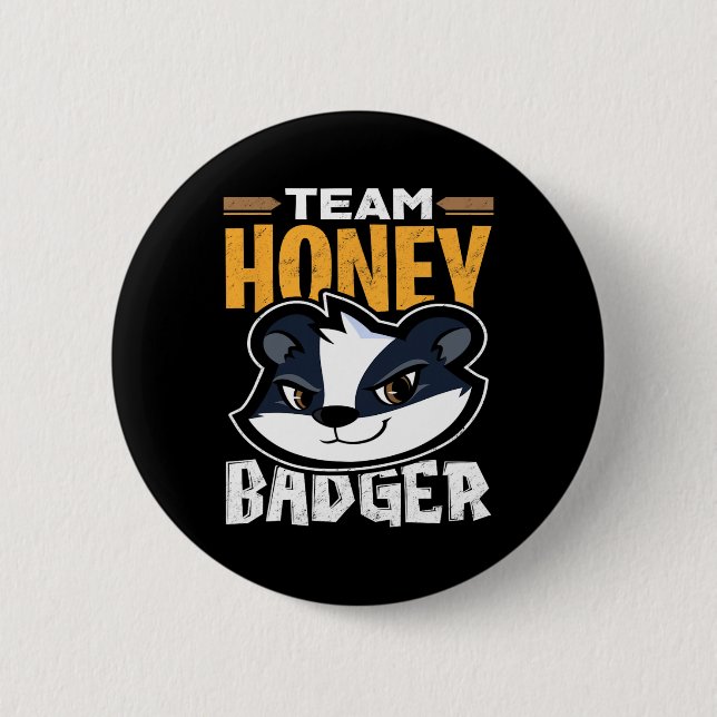 Macaron Rond 5 Cm Team Honey Badger - Cadeau Amoureux des animaux Co (Devant)