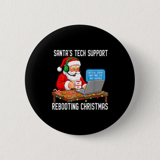 Macaron Rond 5 Cm Tech Rebooting Support Santa's Laugh (Devant)