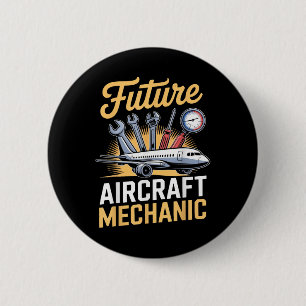 Macaron Rond 5 Cm Technicien en maintenance aéronautique Futur mécan