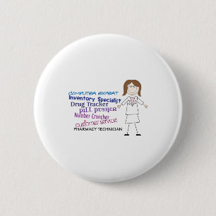Macaron Rond 5 Cm Technicien en pharmacie