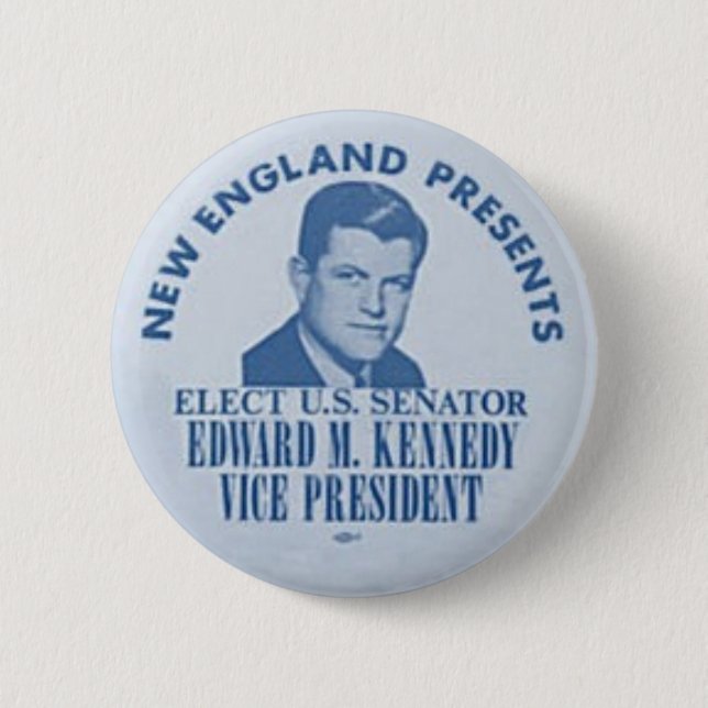 Macaron Rond 5 Cm Ted Kennedy pour Veep 1964 pin (Devant)
