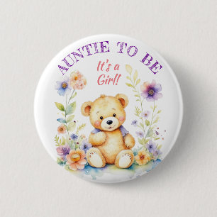 Macaron Rond 5 Cm Teddy Bear fille's Baby shower Tante to Be