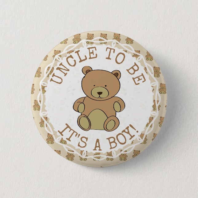 Macaron Rond 5 Cm Teddy Bear It a Boy Button (Devant)