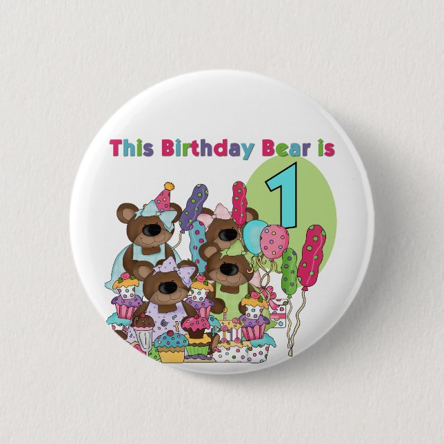 Macaron Rond 5 Cm Teddy Bear Party 1st Birthday tshirts et cadeaux (Devant)