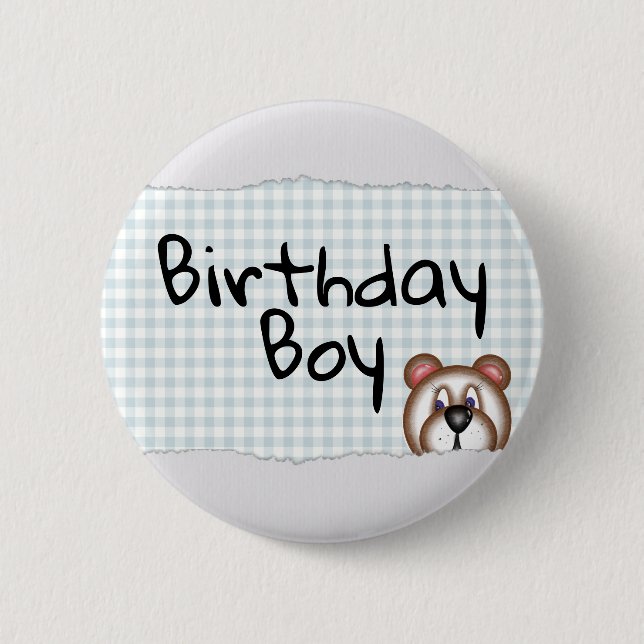 Macaron Rond 5 Cm Teddy Bear Peekaboo garçon d'anniversaire (Devant)