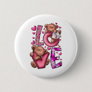 Macaron Rond 5 Cm Teddy Bear Valentine Love Western Valentines Day