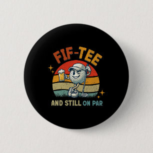 Macaron Rond 5 Cm Tee Retro Cinquante Golf Fête d'anniversaire 50e a