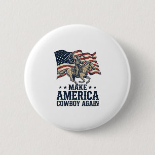 Macaron Rond 5 Cm Tee-shirt occidental patriotique Rétablir l'Amériq