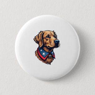 Macaron Rond 5 Cm Tee vintage chien mascotte Retriever patriotique