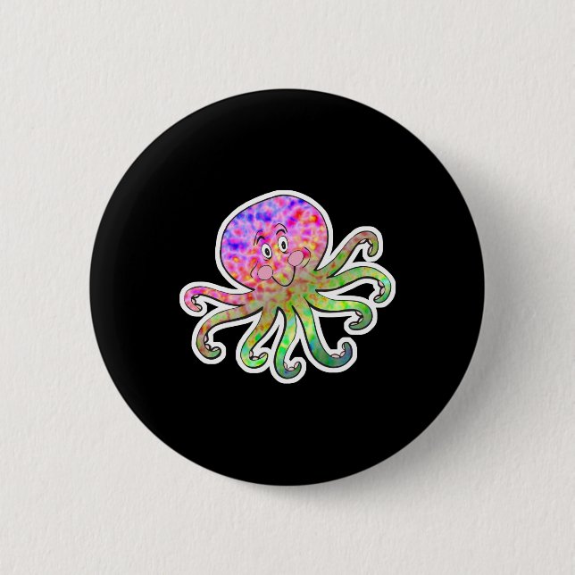 Macaron Rond 5 Cm teinture mignonne octopus (Devant)