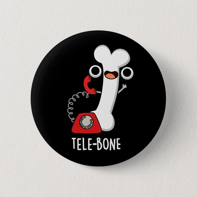 Macaron Rond 5 Cm Tele-bone Funny Bone Téléphone Pun Dark BG (Devant)