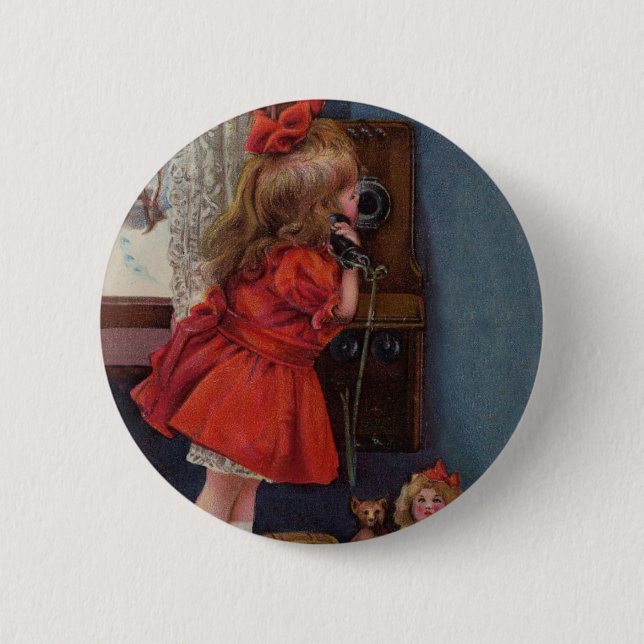 Macaron Rond 5 Cm Téléphone de Noël (Devant)