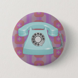 Macaron Rond 5 Cm Téléphone Rétro à Cadran