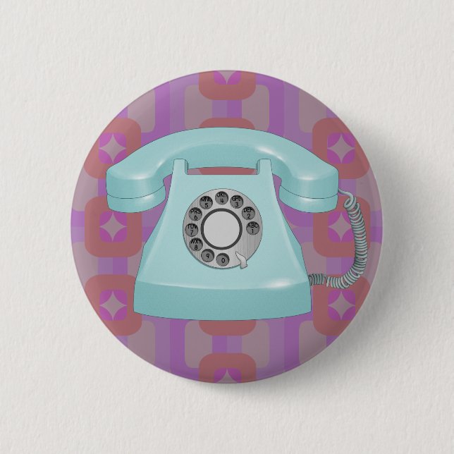Macaron Rond 5 Cm Téléphone rotatif rétro (Devant)