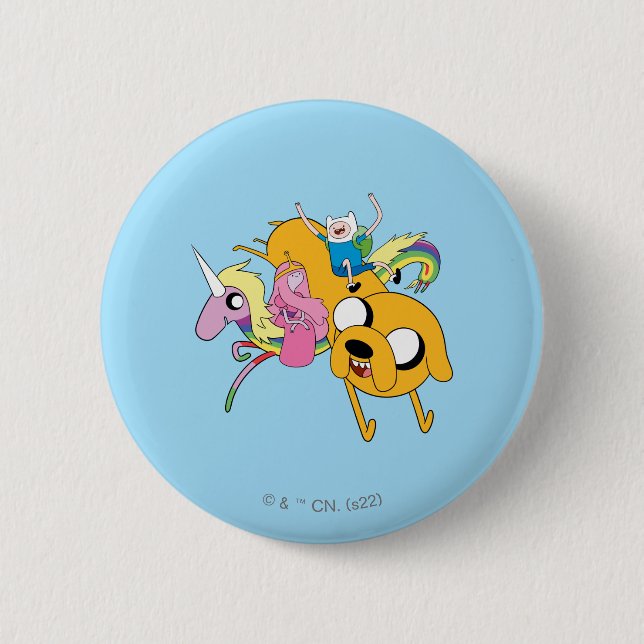 Macaron Rond 5 Cm Temps d'aventure | Lady, Bubblegum, Finn & Jake (Devant)