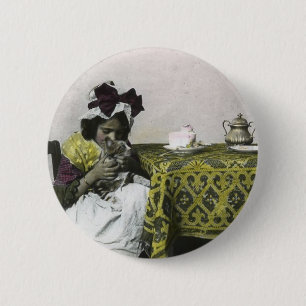 Macaron Rond 5 Cm Temps victorien de thé de fille avec le cru de