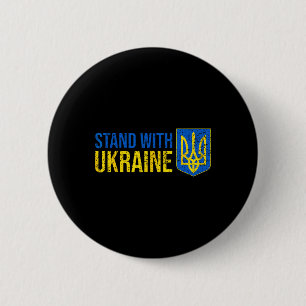 Macaron Rond 5 Cm Tenez-vous avec le drapeau ukrainien Armoiries Ukr
