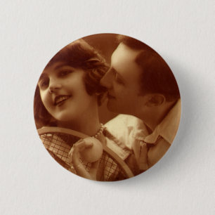 Macaron Rond 5 Cm Tennis de sport vintage, amour et romance