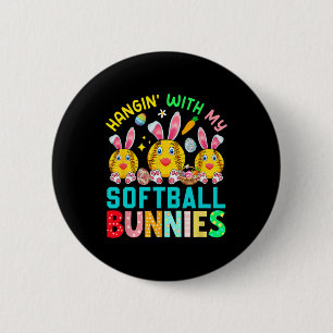 Macaron Rond 5 Cm Tenue de jour de Pâques avec mes lapins Softll