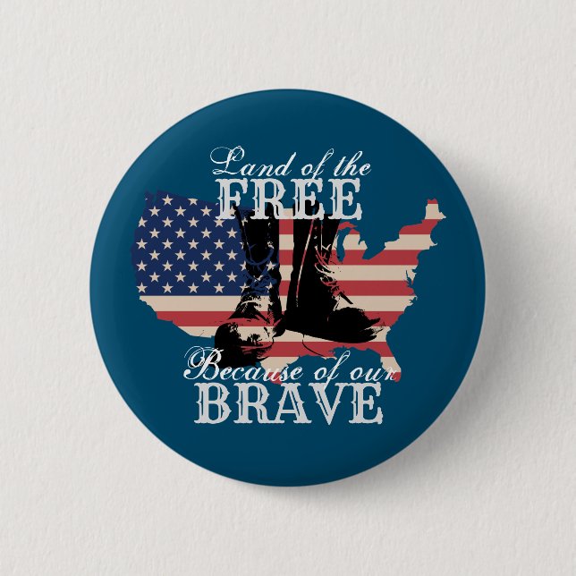 Macaron Rond 5 Cm Terre de la liberté américaine libre (Devant)