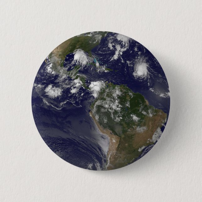 Macaron Rond 5 Cm Terre Pleine Montrant Les Tempêtes Tropicales Dans (Devant)