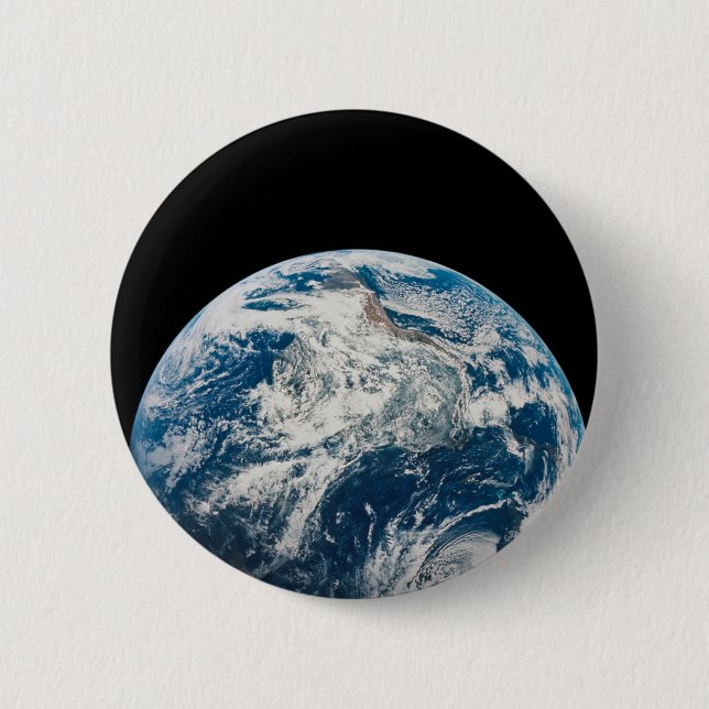 Macaron Rond 5 Cm Terre Tirée De L'Aollo 8 Spacecraft. (Devant)