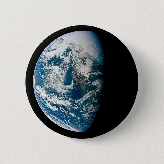 Macaron Rond 5 Cm Terre Tirée De L'Appareil Spacecraft Apollo 13. (Devant)