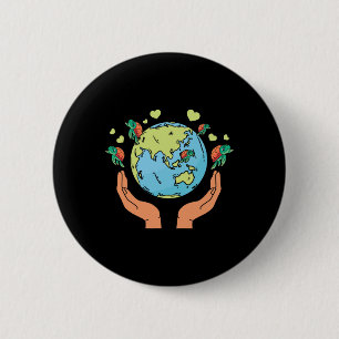 Macaron Rond 5 Cm Terre Tortue Coeurs Environnement Jour des terres 
