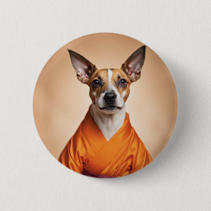Macaron Rond 5 Cm Terrier brésilien bouddhiste