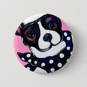 MACARON ROND 5 CM TERRIER DE BOSTON