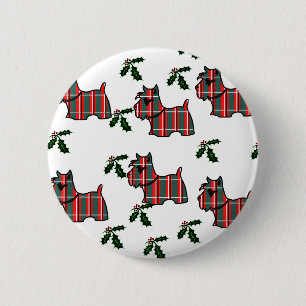 MACARON ROND 5 CM TERRIER ÉCOSSAIS