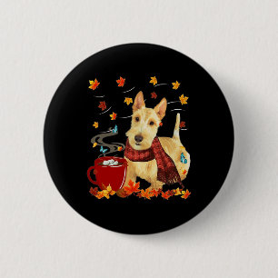 Macaron Rond 5 Cm Terrier écossais roux - Automne - Chocolat - Chaud