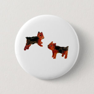 Macaron Rond 5 Cm Terriers mignons d'art de chiens