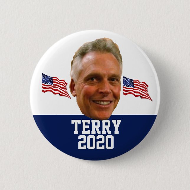 Macaron Rond 5 Cm Terry McAuliffe pour le président (Devant)