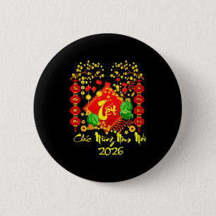 Macaron Rond 5 Cm Têt 2026 chuc mung nam moi cheval nouvel an lunair