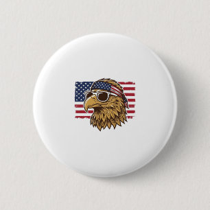 Macaron Rond 5 Cm Tête d'aigle patriotique Gravure vintage Graphique