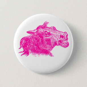 Macaron Rond 5 Cm Tête de cheval intense croquis vintage Art