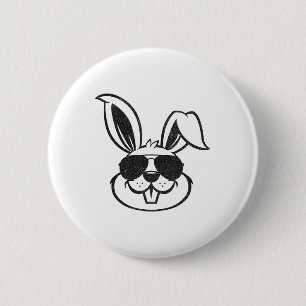 Macaron Rond 5 Cm Tête De Lapin Avec Sungles Rabbit Garçons De Pâque