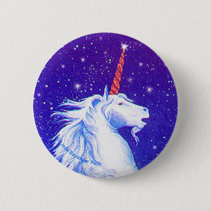 Macaron Rond 5 Cm Tête de licorne avec le bleu