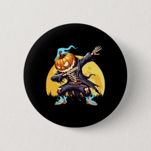 Macaron Rond 5 Cm Tête de squelette sans tête citrouille Dab danse g