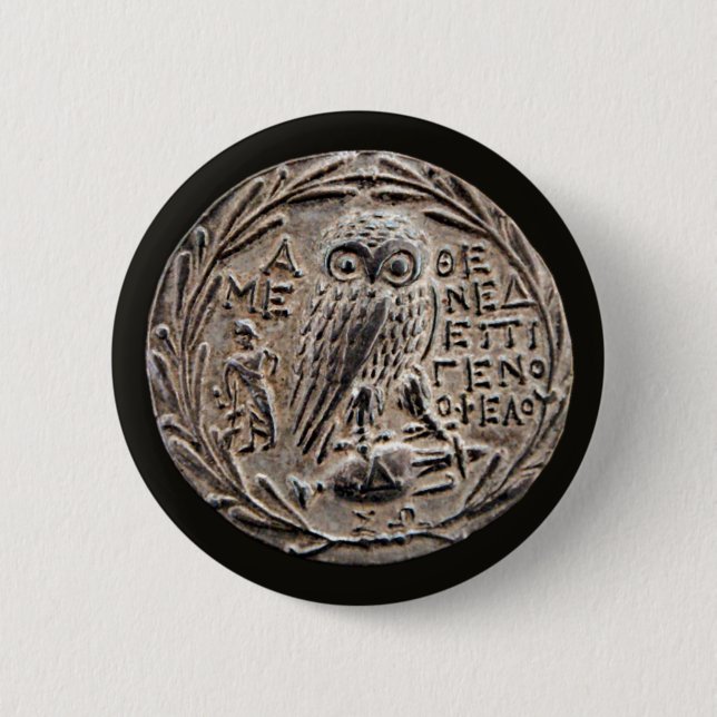 Macaron Rond 5 Cm Tetradrachm en argent d'Athènes (Devant)