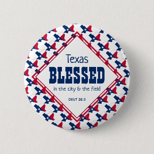 Macaron Rond 5 Cm TEXAS BLESSED City Field Deutéronome Christian